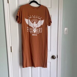 Free Bird Graphic T-Shirt Dress
